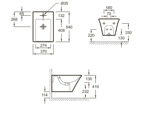 Биде Jacob Delafon Grands Boulevards, подвесное, белое, EMH0002-00