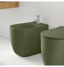 Биде напольное Kerasan Nolita с креплениями WB5N, цвет verde muschio зеленый мох матовый, 532011*1
