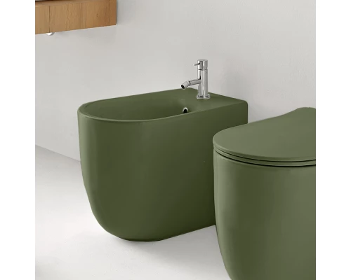 Биде напольное Kerasan Nolita с креплениями WB5N, цвет verde muschio зеленый мох матовый, 532011*1