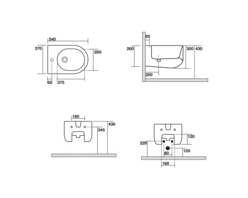 Биде подвесное Kerasan Flo, цвет белый матовый, 312330