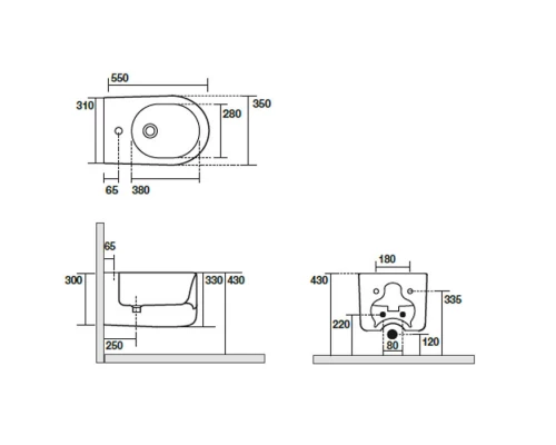 Биде подвесное Kerasan Nolita с креплениями WB9N, цвет ferro matt серый матовый, 532589*1