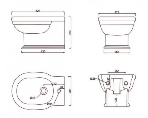 Подвесное биде BelBagno Boheme, белое, BB115BH