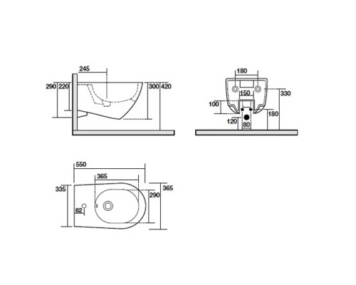 Биде подвесное Kerasan Aquatech, цвет белый, 372401*1