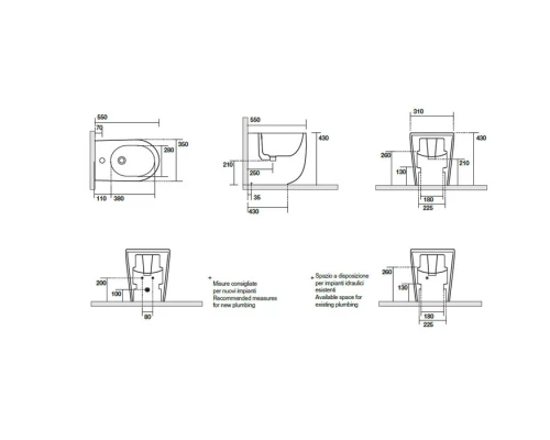 Биде напольное Kerasan Nolita с креплениями WB5N, цвет белый матовый, 532030*1