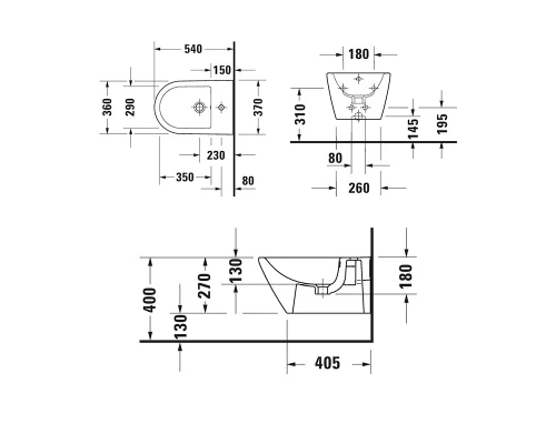 Биде Duravit D-Neo, подвесное, цвет белый, 2294150000