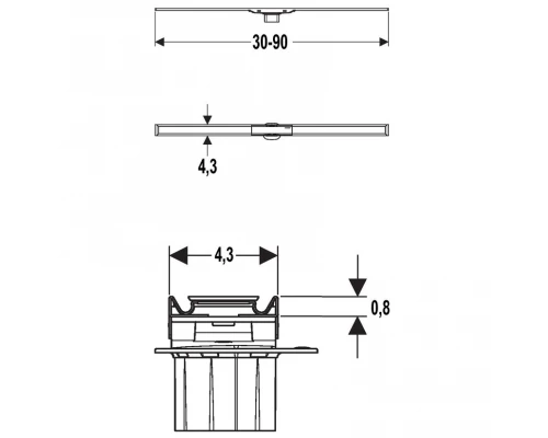 154.456.00.1 Дренажный канал Geberit CleanLine60, L=30-90см, чёрная нержавейка/нержавейка