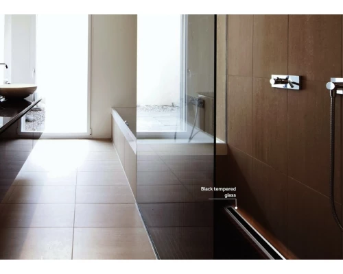 Душевой лоток Pestan Confluo Premium With Black Glass Line 300, решетка черное закаленное стекло-сталь 13000290