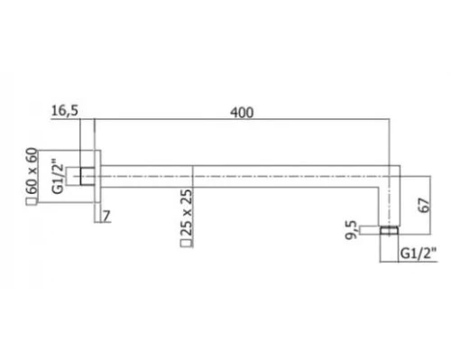 Держатель для верхнего душа Paffoni Quadro ZSOF063NO, черный матовый