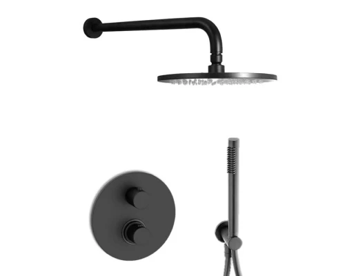 Душевая система Paffoni KIT LIG встраиваемая, термостатическая, черный матовый, KITLIQ018NO