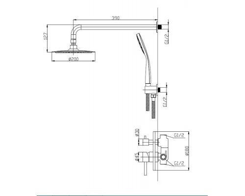 Душевая система BelBagno Etna, скрытый монтаж, сатин, ETNA-SET-DDS-IN
