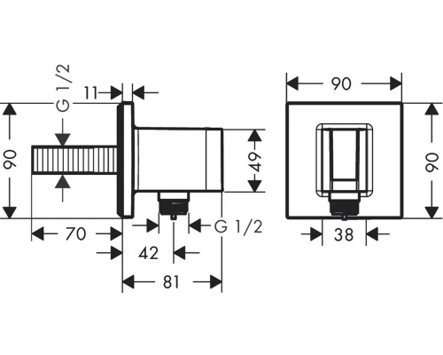 Шланговое подсоединение Hansgrohe FixFit E, с держателем для лейки, черный матовый, 26889670