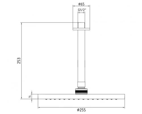Верхний душ E.C.A Myra, 25,5x25,5 см, черный матовый, 102145033C1EX