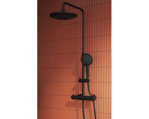 Душевая система Vitra Aquaheat Bliss 240 2F термостатическая, черный матовый, A4720536EXP