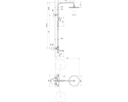 Душевая система Ravak DS 092.00, с изливом, хром, X07P642