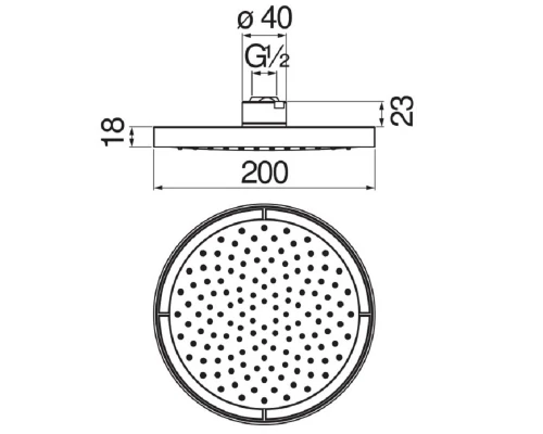 Верхний душ Nobili с шарнирным соединением, 20 см, 1 режим струи, цвет черный матовый, AD139/10CBM