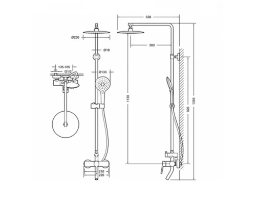Душевая колонна Bravat Palace F6172217CP-A-RUS со смесителем для ванны и душа, хром