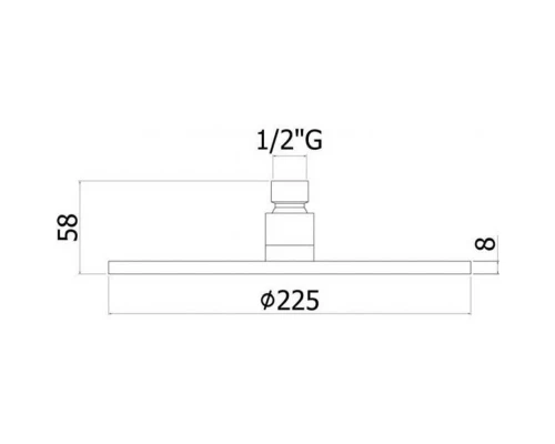 Верхний душ Paffoni Master ZSOF074BO, 225 мм, 1 режим струи, без держателя, белый матовый