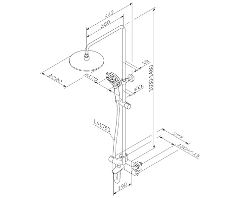 Душевая стойка Am.Pm Like F0780522 черная термостатическая