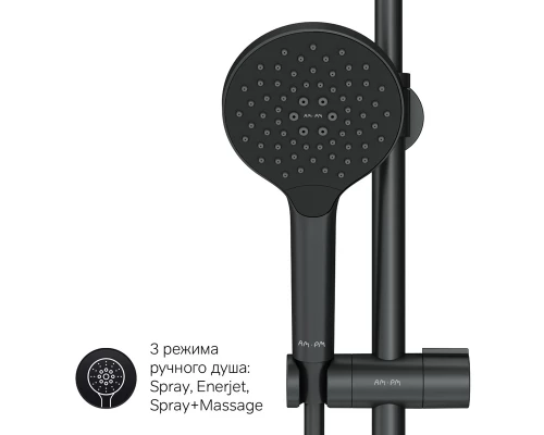 Душевая стойка Am.Pm Like F0780522 черная термостатическая