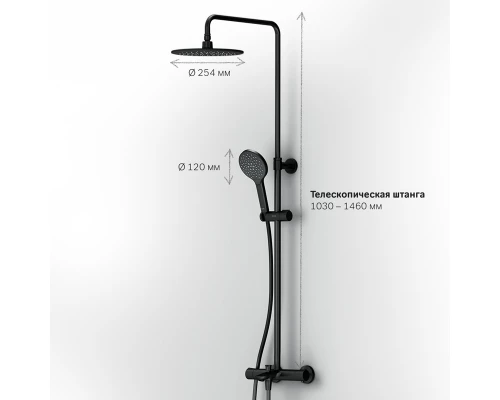 Душевая стойка Am.Pm Like F0780522 черная термостатическая