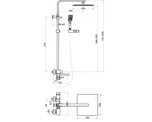 Душевая система BelBagno Luce, черный матовый, LUC-VSCM-NERO