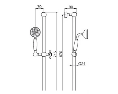 Душевой гарнитур  Cezares Olimp SD-03/24 цвет золото