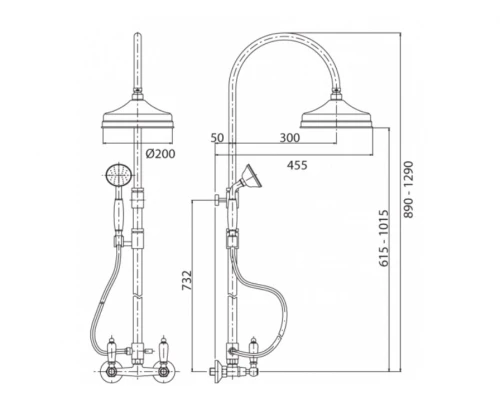 Душевая система Cezares DIAMOND-CD-03/24-Sw, золото, ручки Swarovski