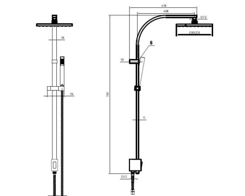 Душевая система E.C.A Tiera матовый черный, 102158012C1EX