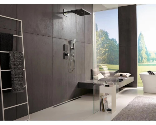 Верхний душ Hansgrohe Rainmaker Select, 460 x 300 мм, 3 режима струи, с держателем 24007600, черный/хром