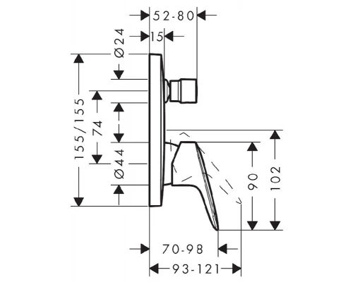 Душевая система скрытого монтажа Hansgrohe Crometta E 240 1jet с однорычажным смесителем, хром, 27957000