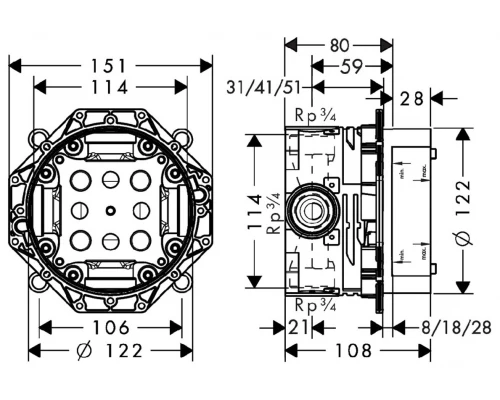 Душевая система скрытого монтажа Hansgrohe Crometta E 240 1jet с однорычажным смесителем, хром, 27957000