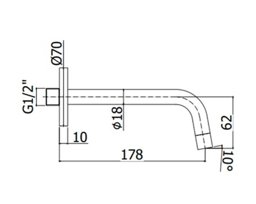 Излив Paffoni Light ZBOC045BO для ванны и душа, 17.5 см, с латунной накладкой, белый матовый