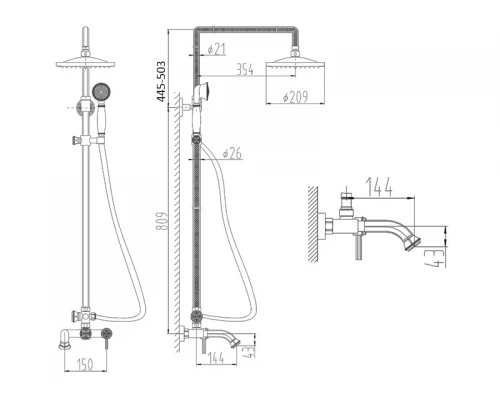 Душевая система Zorg Antic A 201DS-BR, цвет бронза