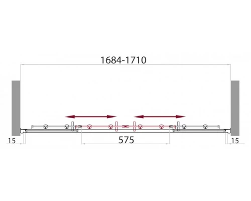Душевая шторка на ванну BelBagno UNO, 170 х 145 см, стекло прозрачное/матовое/рифлёное, профиль хром