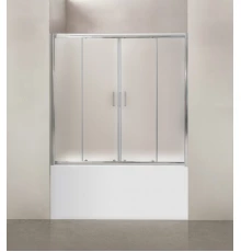 Душевая шторка на ванну BelBagno UNO, 170 х 145 см, стекло прозрачное/матовое/рифлёное, профиль хром