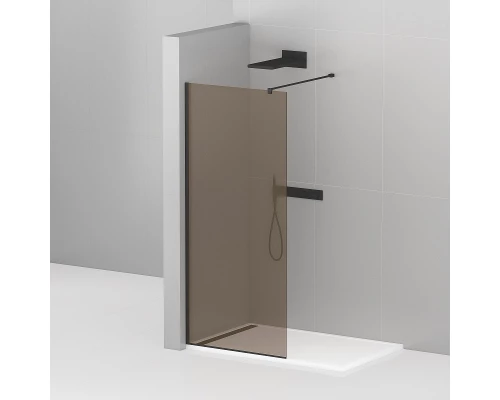 Душевая стенка Cezares Liberta 120 см со свободным входом, стекло бронза, профиль черный, LIBERTA-L-1-120-120-BR-NERO