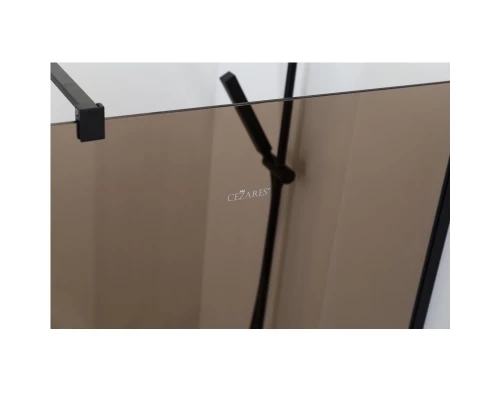 Душевая стенка Cezares Liberta 120 см со свободным входом, стекло бронза, профиль черный, LIBERTA-L-1-120-120-BR-NERO