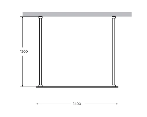 Душевая стенка Cezares Liberta 140 см со свободным входом, стекло прозрачное, профиль черный, LIBERTA-L-2-140-120-C-NERO
