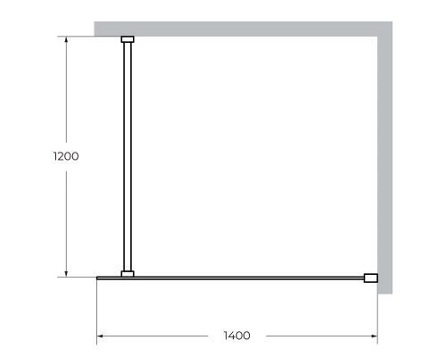 Душевая стенка Cezares Liberta 140 см со свободным входом, стекло прозрачное, профиль черный, LIBERTA-L-1-140-120-C-NERO