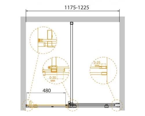 Душевая дверь в нишу Cezares STREAM-BF-1-120-C-Cr, 120 см, стекло прозрачное, цвет профиля хром