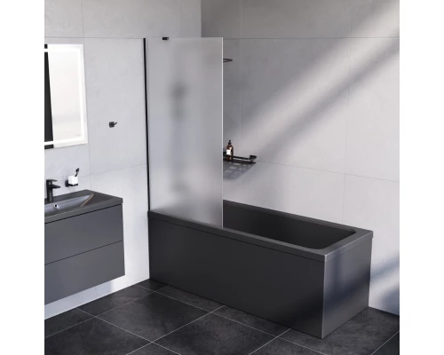 Душевая шторка на ванну Am.Pm Gem 80 х 140 см, неподвижная, профиль черный матовый, стекло матовое, W90BS-080-140BM