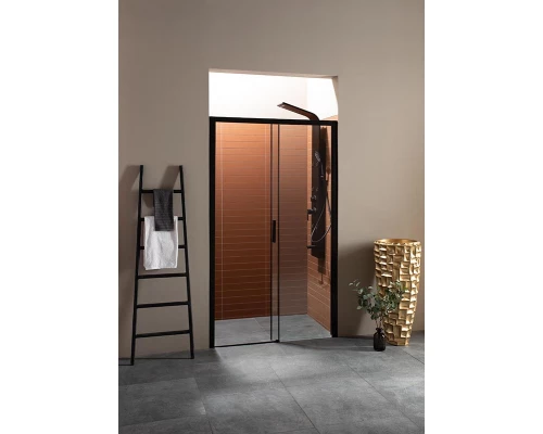 Душевая дверь в нишу Aquanet Pleasure, 150 х 200 см, стекло прозрачное, профиль черный матовый, AE60-N-150H200U-BT