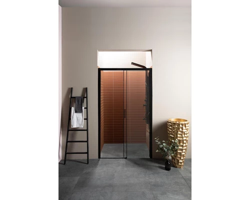 Душевая дверь в нишу Aquanet Pleasure, 150 х 200 см, стекло прозрачное, профиль черный матовый, AE60-N-150H200U-BT