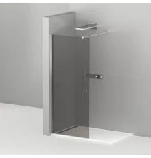 Душевая стенка Cezares Liberta 120 см со свободным входом, стекло графит, профиль хром, LIBERTA-L-1-120-120-GR-Cr