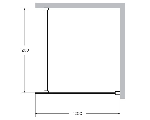 Душевая стенка Cezares Liberta 120 см со свободным входом, стекло графит, профиль хром, LIBERTA-L-1-120-120-GR-Cr