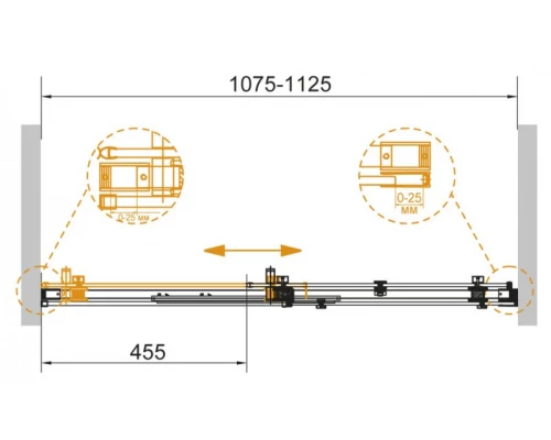 Душевая дверь в нишу Cezares STYLUS-SOFT-BF-1-110-C-Cr, 110 см, стекло прозрачное, цвет профиля хром