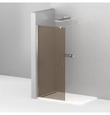 Душевая стенка Cezares Liberta 110 см со свободным входом, стекло бронза, профиль хром, LIBERTA-L-1-110-120-BR-Cr