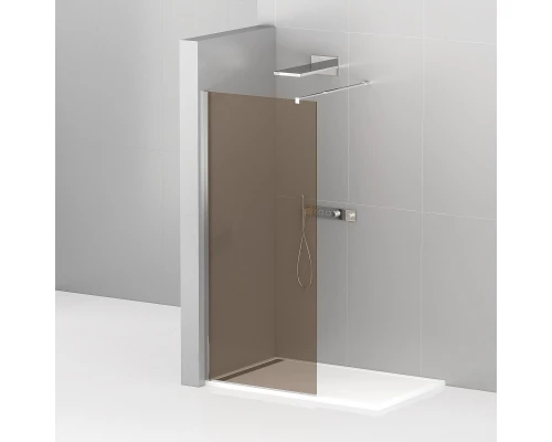 Душевая стенка Cezares Liberta 110 см со свободным входом, стекло бронза, профиль хром, LIBERTA-L-1-110-120-BR-Cr