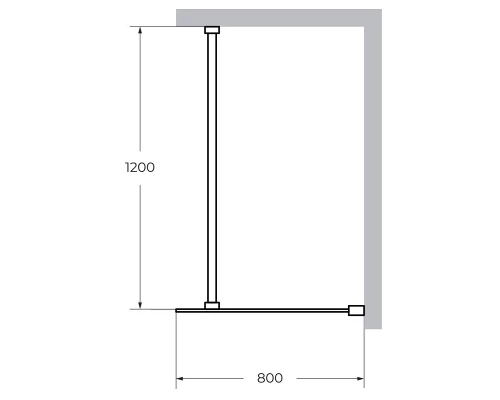 Душевая стенка Cezares Liberta 80 см со свободным входом, стекло графит, профиль черный, LIBERTA-L-1-80-120-GR-NERO