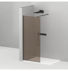 Душевая стенка Cezares Liberta 110 см со свободным входом, стекло бронза, профиль черный, LIBERTA-L-1-110-120-BR-NERO